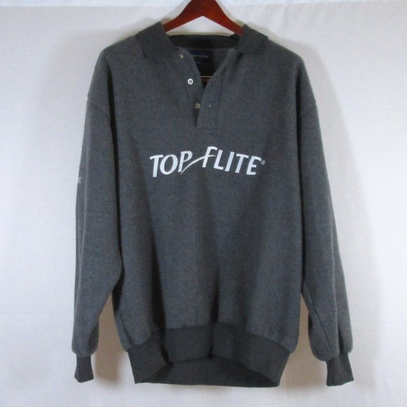 Top Flight by Spalding Grey Mens Fleece Pull Over 1/4 Button Down Size M… - Picture 1 of 9